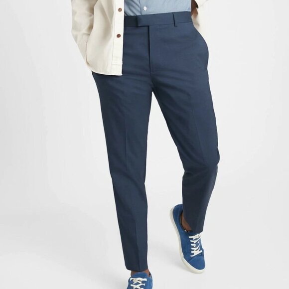 Banana Republic Non Iron Stretch Cotton Dress Pant Navy 31x29 - Picture 1 of 13